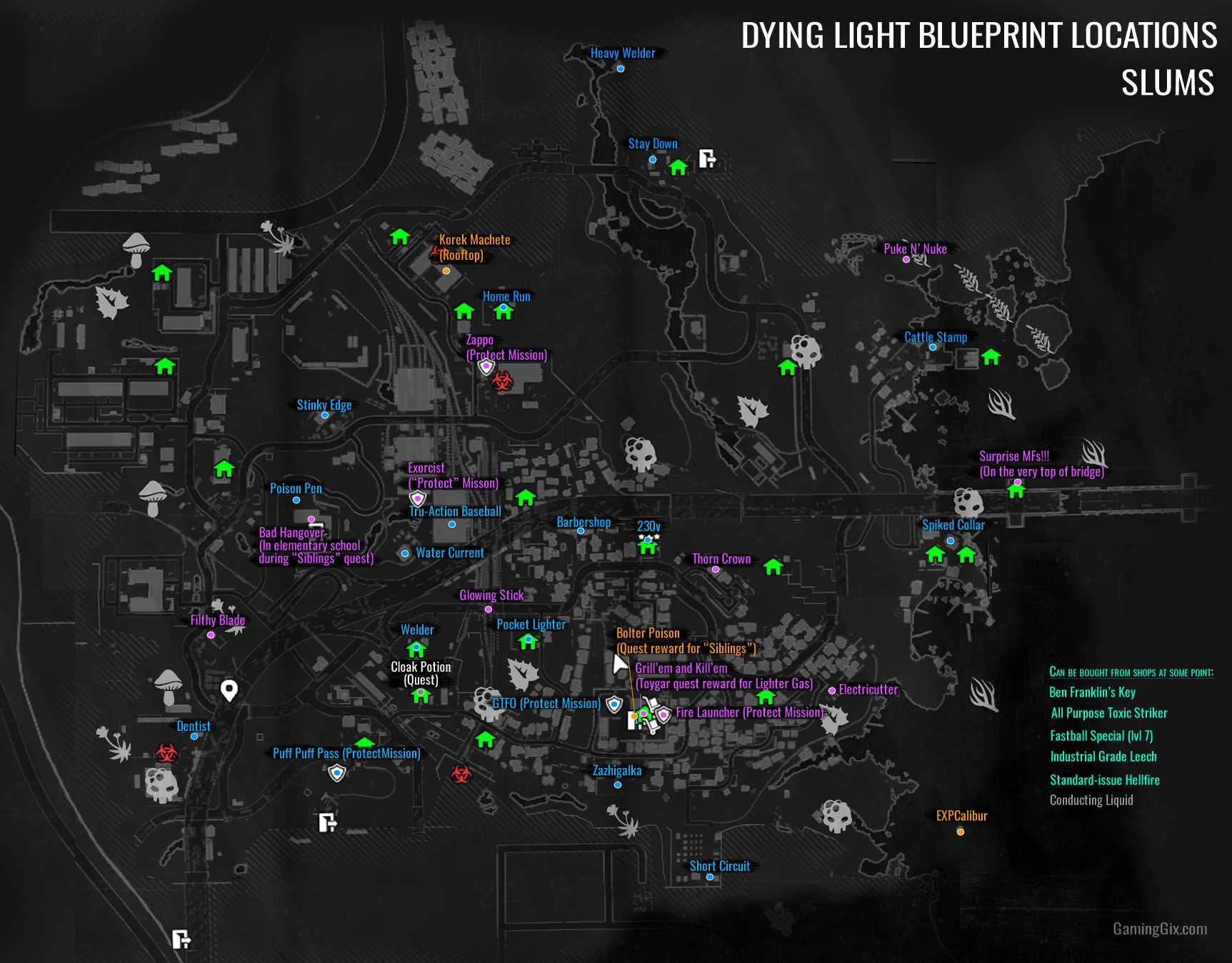 Dying Light карта чертежей
