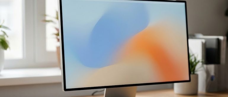 Монитор с чистым рабочим столом Windows и плавным интерфейсом