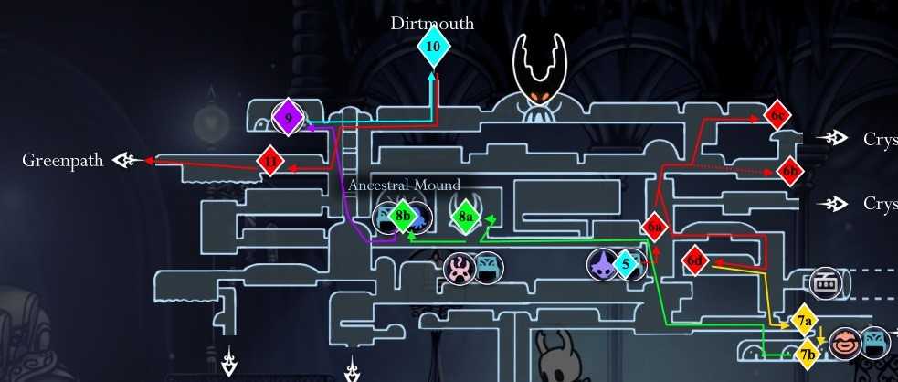 Прохождение игры knight. Забытое перепутье Hollow Knight карта. Карта перепутья Hollow Knight. Карта забытого перепутья Hollow Knight. Холлоу Найт Кристальный пик карта.